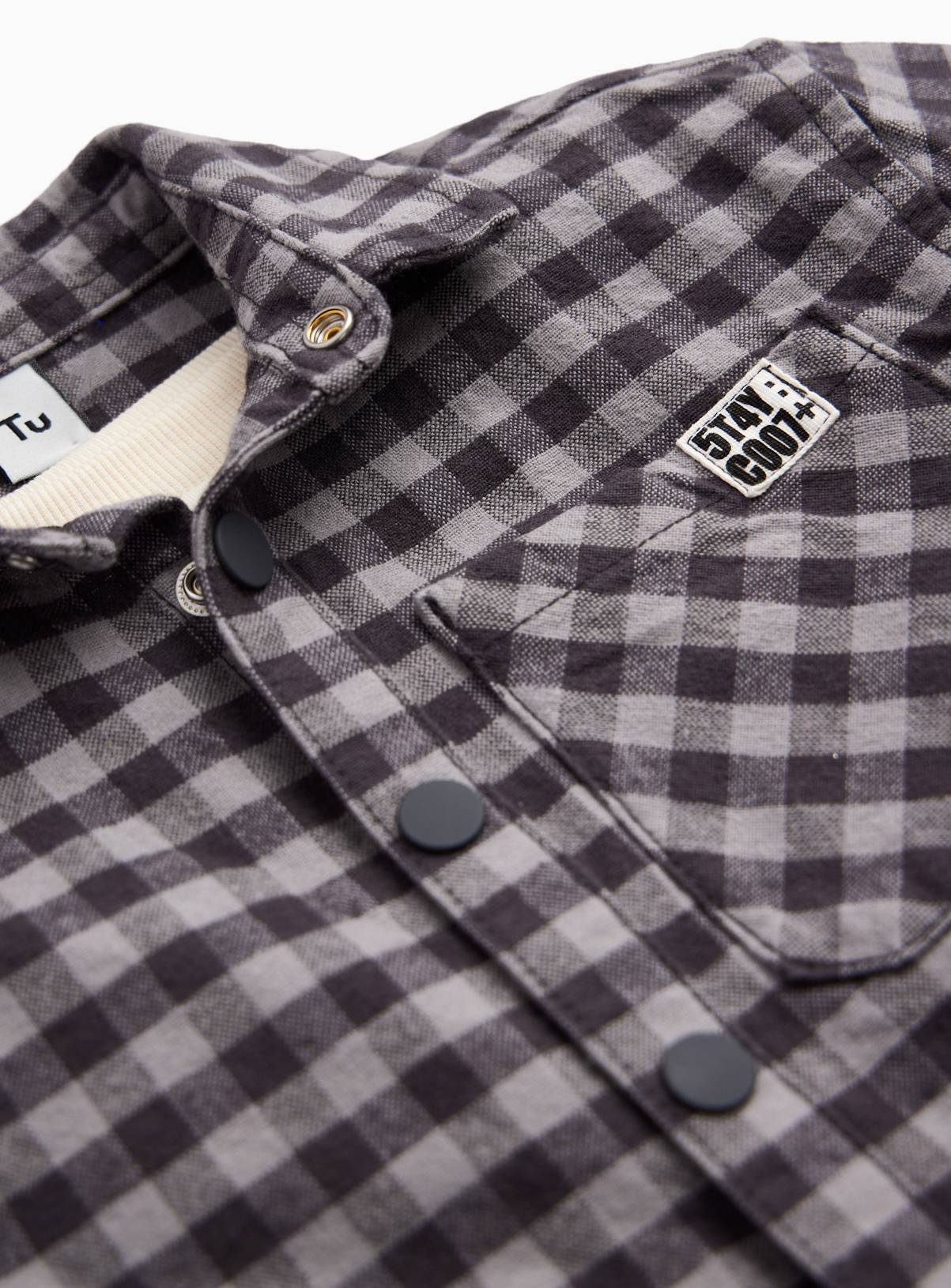 Grey Gingham Overshirt & Bear T-Shirt Set 7-8 years - Image 3